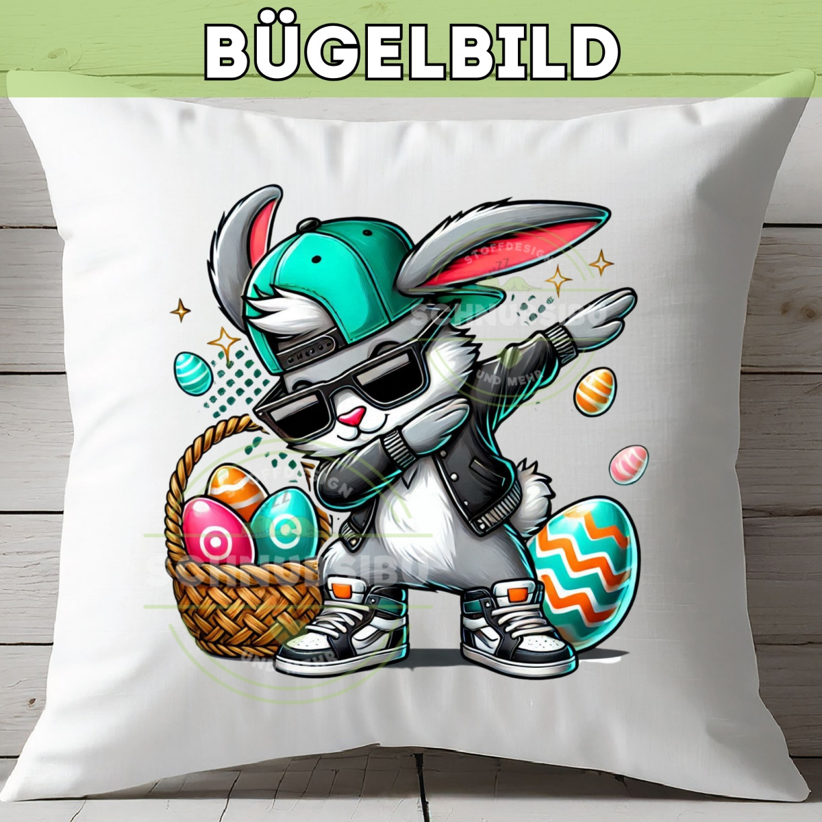 Bügelbild Cooler Osterhase
